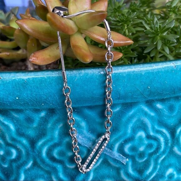 Bristol Bolo Slider Silver Bracelet Made w/ Swarovski Crystals - Picture 1 of 10